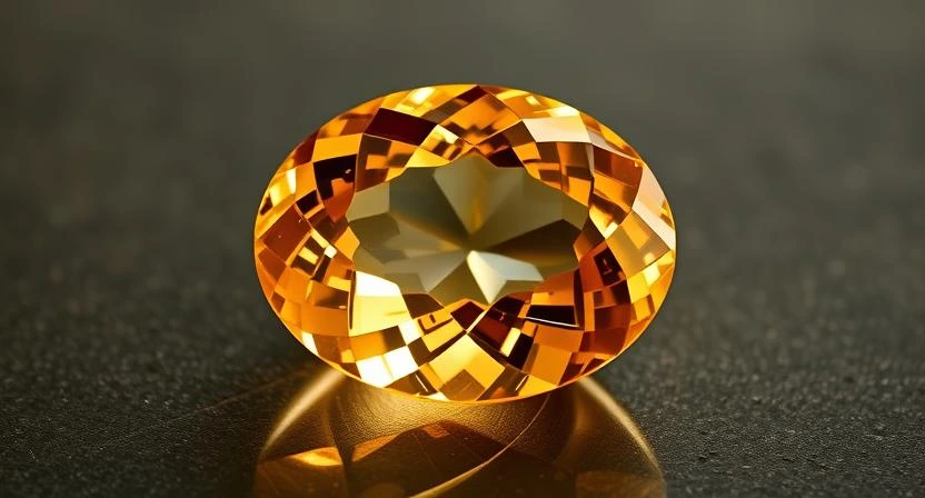 A beautifully faceted Topaz gemstone, showcasing its vibrant golden hue. This Topaz stone is prized for its beauty and is a popular November birthstone.